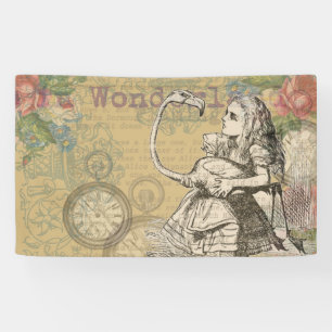 Alice Avonturen Wonderland Flamingo Klassieker Spandoek