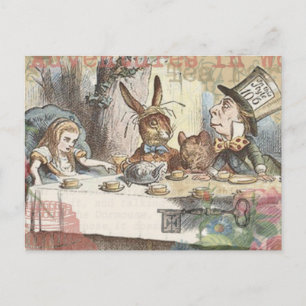 Alice Avonturen Wonderland Gekke Theepartij Kunst Briefkaart