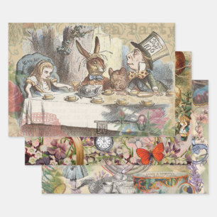 Alice Avonturen Wonderland Gekke Theepartij Kunst Inpakpapier Vel