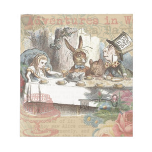 Alice Avonturen Wonderland Gekke Theepartij Kunst Notitieblok