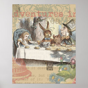 Alice Avonturen Wonderland Gekke Theepartij Kunst Poster