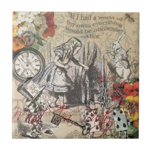 Alice Avonturen Wonderland Gordijn Klassieke Kunst Tegeltje