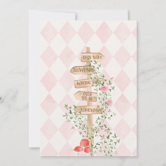 Alice Avontuur in Woderland Baby shower Tea Party Kaart (Achterkant)