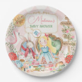 Alice Avontuur in Woderland Baby shower Tea Party Papieren Bordje (Voorkant)