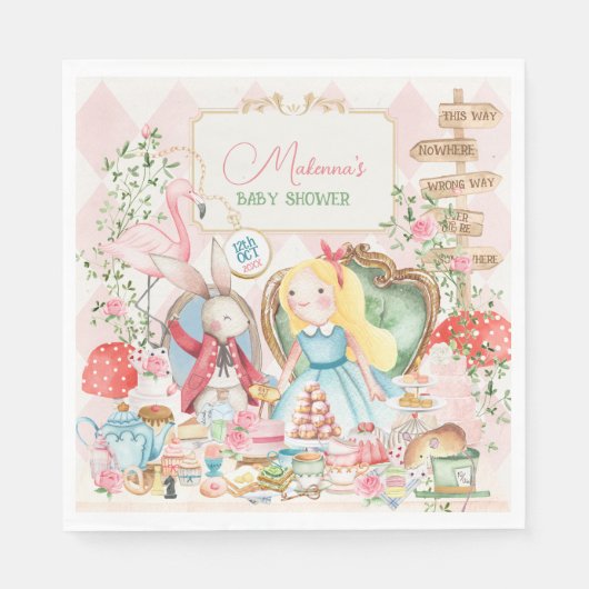 Alice Avontuur in Woderland Baby shower Tea Party Servet (Voorkant)