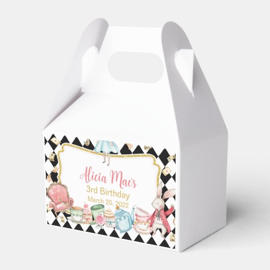 Alice Avontuur in Wonderland Favor Box Geveldoos Bedankdoosjes (Voorkant Zijde)