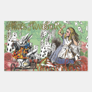 alice avontuur kaarten wonderland hoedenmaker koni rechthoekige sticker