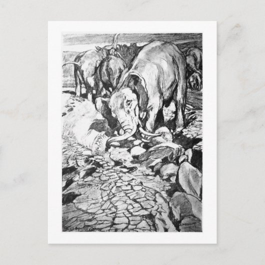 Alice B. Woodward: Dinotherium art briefkaart (Voorkant)