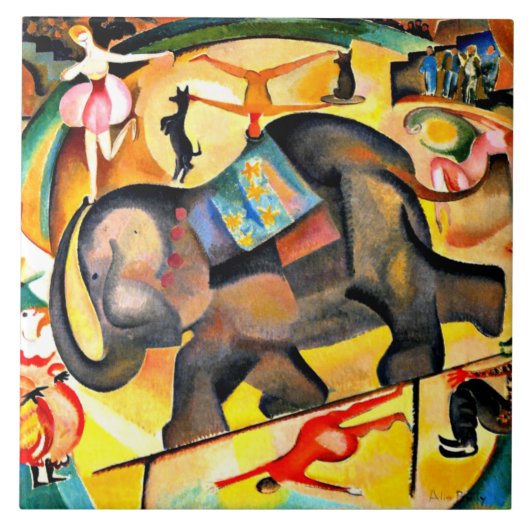 Alice Bailly - Het olifant, mooi kunstschilderij, Tegeltje (Voorkant)