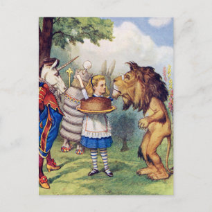 Alice Biedt een koekje voor de Leon en de Unicorn Briefkaart