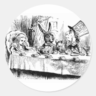 Alice bij de Mad Tea Party Ronde Sticker