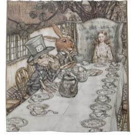 Alice bij de Tea Party van de Mad Hatter Douchegordijn