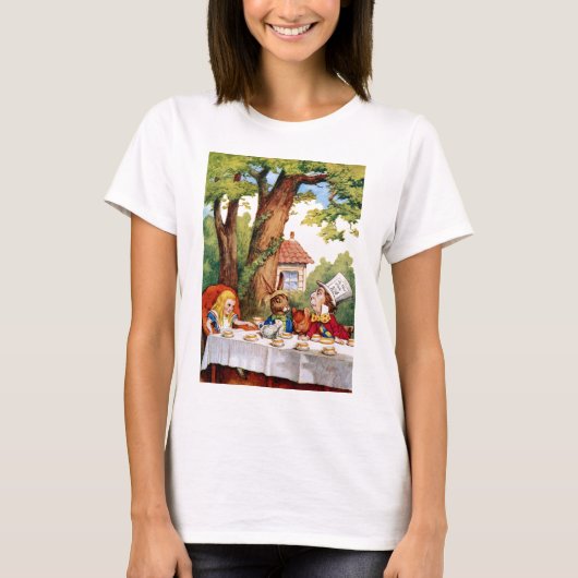 Alice bij de Tea Party van de Mad Hatter in Wonder T-shirt (Voorkant)