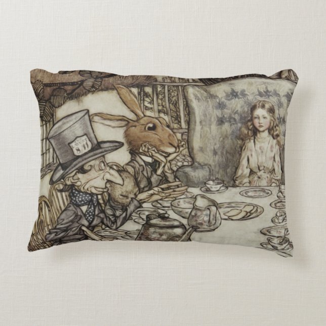 Alice Birthday Unverjaardagskonijn Hatter Party Accent Kussen (Achterkant)