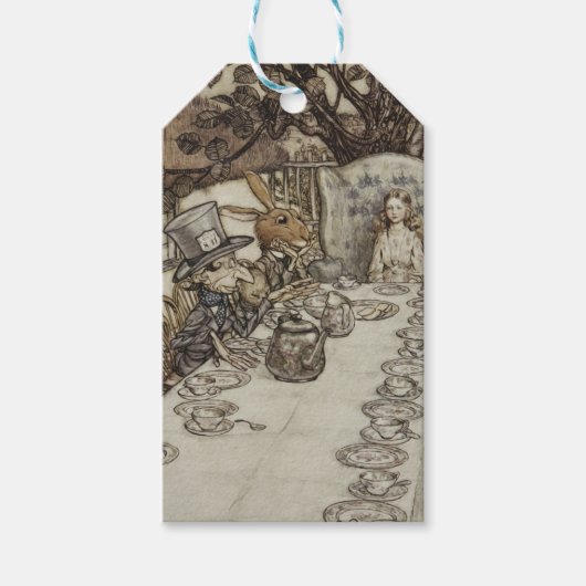 Alice Birthday Unverjaardagskonijn Hatter Party Cadeaulabel (Voorkant)