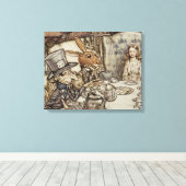 Alice Birthday Unverjaardagskonijn Hatter Party Canvas Afdruk (Insitu (Houten vloer))