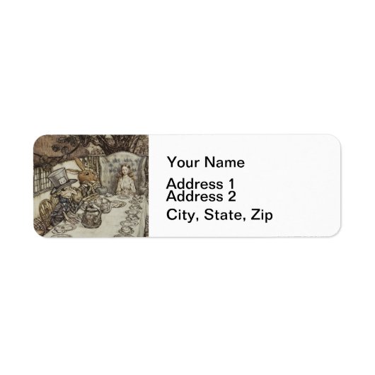 Alice Birthday Unverjaardagskonijn Hatter Party Etiket (Voorkant)