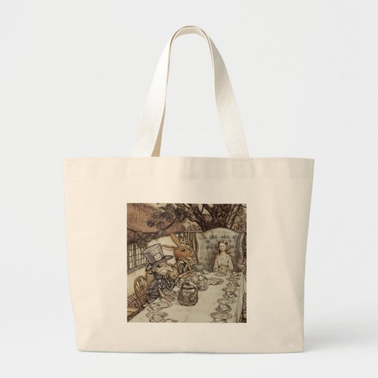 Alice Birthday Unverjaardagskonijn Hatter Party Grote Tote Bag (Voorkant)