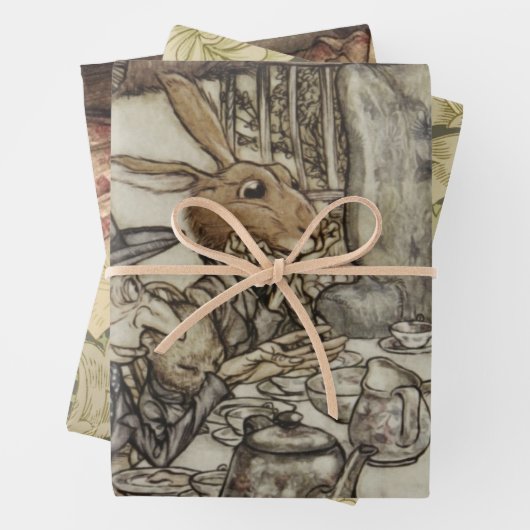 Alice Birthday Unverjaardagskonijn Hatter Party Inpakpapier Vel (In situ)