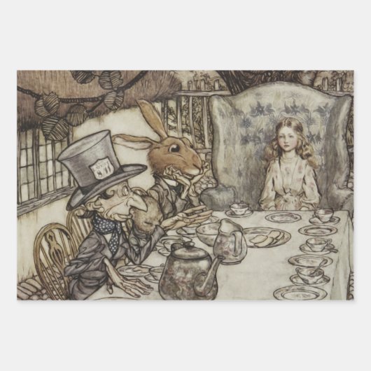 Alice Birthday Unverjaardagskonijn Hatter Party Inpakpapier Vel (Voorkant)