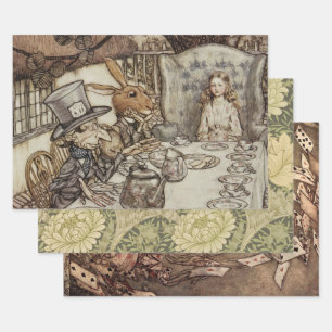 Alice Birthday Unverjaardagskonijn Hatter Party Inpakpapier Vel