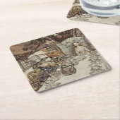 Alice Birthday Unverjaardagskonijn Hatter Party Kartonnen Onderzetters (Schuin)