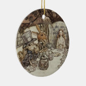 Alice Birthday Unverjaardagskonijn Hatter Party Keramisch Ornament (Rechts)