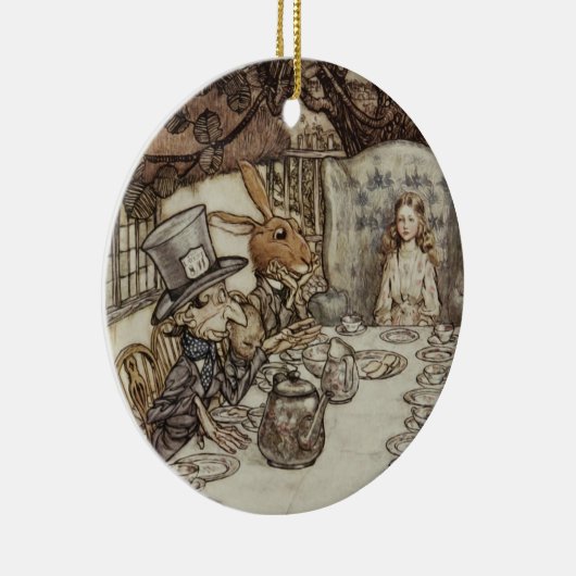 Alice Birthday Unverjaardagskonijn Hatter Party Keramisch Ornament (Rechts)