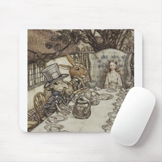 Alice Birthday Unverjaardagskonijn Hatter Party Muismat (Met muis)