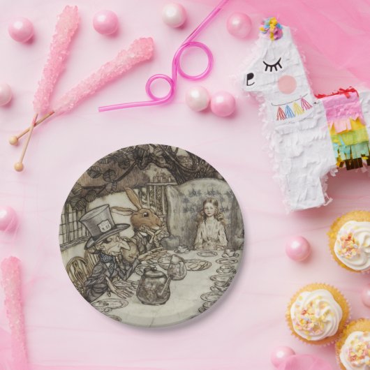 Alice Birthday Unverjaardagskonijn Hatter Party Papieren Bordje (Feest)