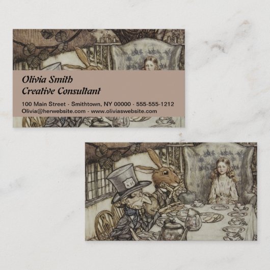 Alice Birthday Unverjaardagskonijn Hatter Party Visitekaartje (Voorkant / Achterkant)