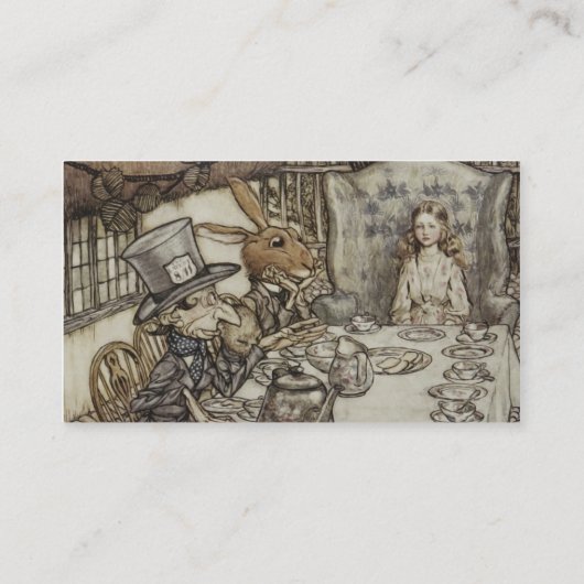 Alice Birthday Unverjaardagskonijn Hatter Party Visitekaartje (Achterkant)