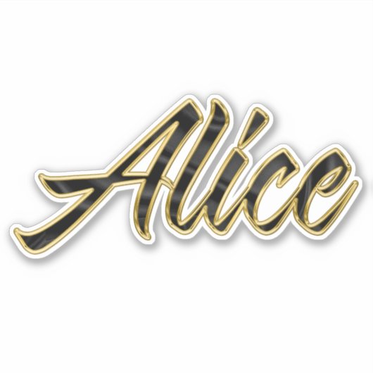 Alice black gold Lettering Aufkleber Sticker (Voorkant)