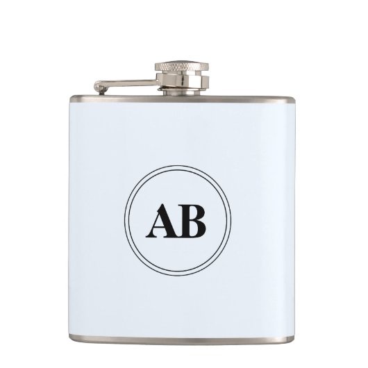 Alice blauw effen kleur met monogram heupfles (Voorkant)