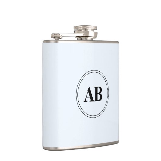 Alice blauwe vaste kleur met monogram heupfles (Rechts)