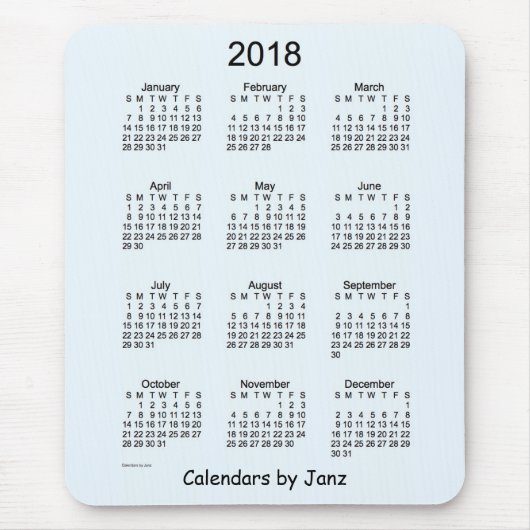 Alice Blue Calendar 2018 van Janz Muismat (Voorkant)
