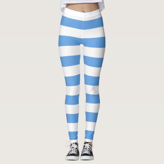 Alice Blue White - Leggings met grote strepen (Voorkant)