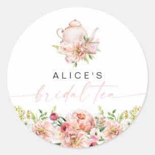 ALICE Blush Bloem Bruids Theepartij Brunch Borrel Ronde Sticker