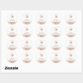 ALICE Blush Bloemige Baby Borrelende Thee Feest Fa Ronde Sticker (Vel)