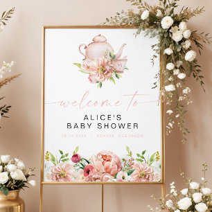 ALICE Blush Bloemige Baby Thee Shower Feest Verwel Poster