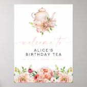 ALICE Blush Bloemige Verjaardags Thee Brunch Welko Poster (Voorkant)