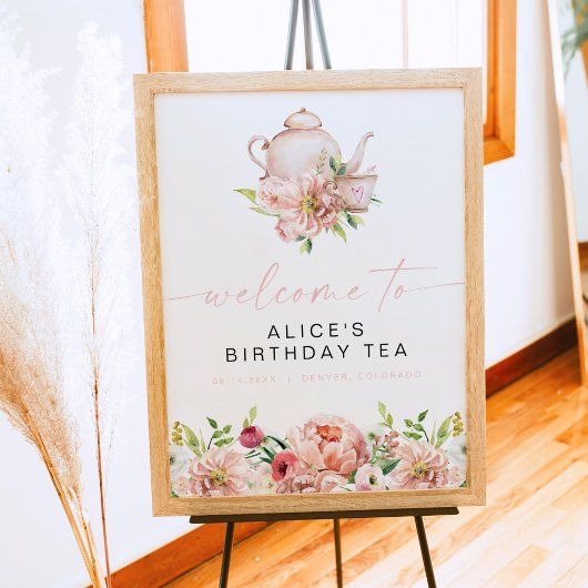 ALICE Blush Bloemige Verjaardags Thee Brunch Welko Poster