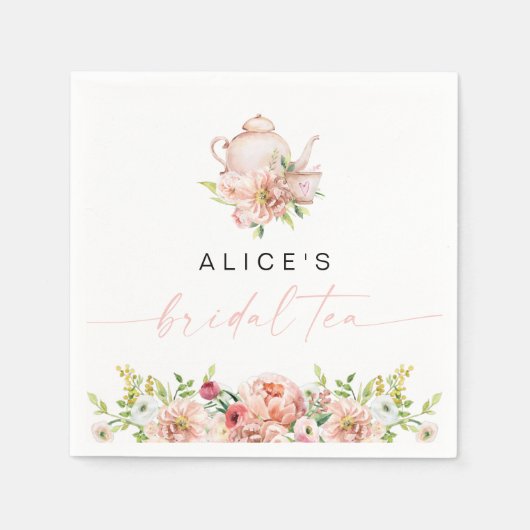 ALICE Blush Bloemrijke Bruids Thee Party Brunch Bo Servet (Voorkant)