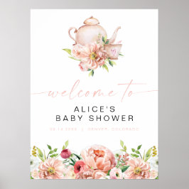 ALICE Blush Floral Baby Tea Shower Party Welkom Poster