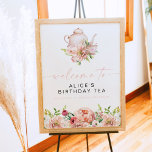 ALICE Blush Floral Birthday Tea Brunch Welkom Poster<br><div class="desc">Dit verjaardagswelkomstbord bevat bloemboeken voor de waterverf van de lente en een schattige theeset. Deze verjaardagsthee is perfect voor je brudale ontbijt of brunch.</div>