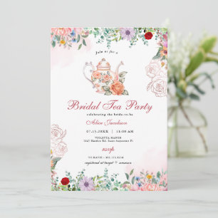 ALICE Blush Floral Bridal Tea Party Brunch Shower Kaart