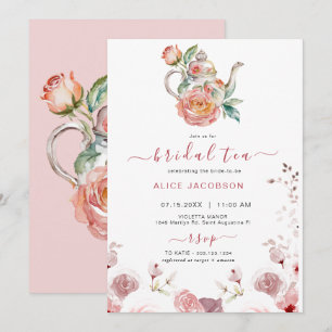 ALICE Blush Floral Bridal Tea Party Brunch Shower Kaart