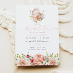 ALICE Blush Floral Bridal Tea Party Brunch Shower Kaart<br><div class="desc">Deze bruiddoucheuitnodiging bevat floralen van de waterverf van de lente en een schattige theesset. Deze bruidsuitnodiging is perfect voor uw bruidontbijt of brunch.</div>