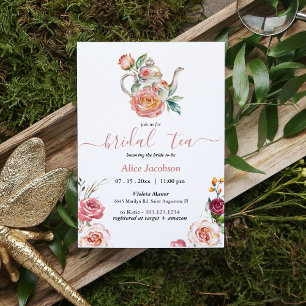 ALICE Blush Floral Bridal Tea Party Brunch Shower Kaart