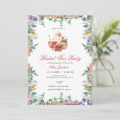 ALICE Blush Floral Bridal Tea Party Brunch Shower Kaart (Staand voorkant)